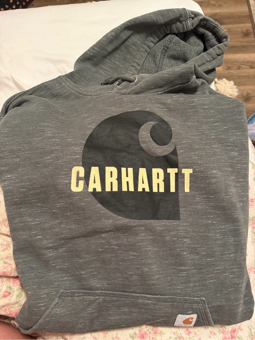 Carhartt Gray Hoodie with Yellow Logo